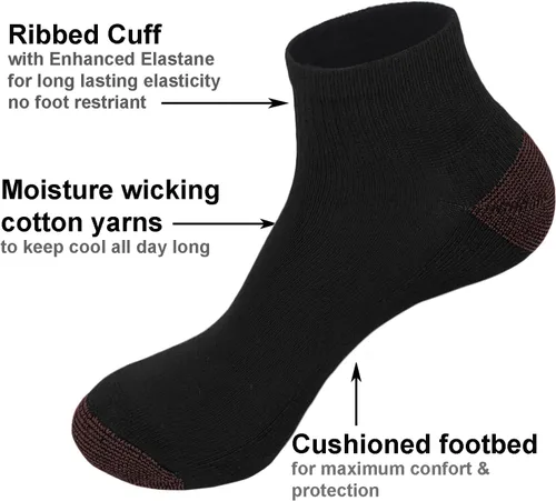 Vista 3 de Glory Max 12 pares de calcetines tobilleros acolchados de algodón de alto rendimiento para hombre