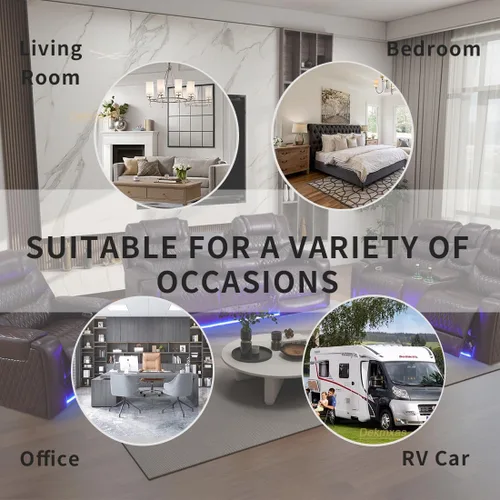 Vista 47 de Juego de sofá reclinable eléctrico, seccional de cuero transpirable beige, juego de muebles de sala de estar, 2 piezas, sofá reclinable eléctrico