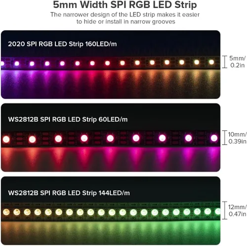 Vista 16 de BTF-LIGHTING WS2812B - Tira LED IC RGB 0.1 in, 0807SMD, DC5V, 3,2 pies, 160
