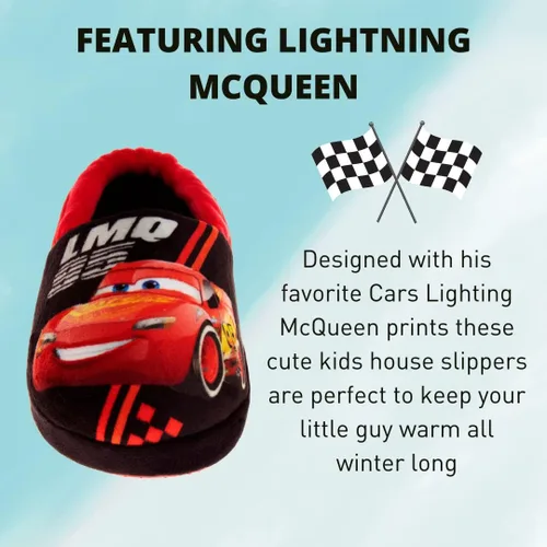 Vista 2 de Disney Lightning McQueen and Buzz Lightyear - Pantuflas de pijama para niños Pantuflas de felpa cálidas de doble tamaño para interiores