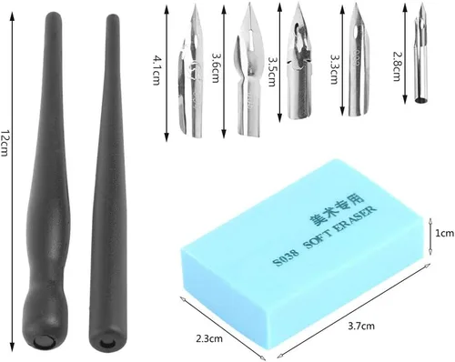 Vista 5 de Estink Manga Cartoon Comic - Juego de bolígrafos de caligrafía con 2 soportes para bolígrafos y 5 puntas de repuesto para dibujar y pintar