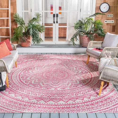 Vista 45 de SAFAVIEH Alfombra lavable al aire libre Courtyard Collection - 2'3" x 5', marfil y verde, no desprende pelusa y fácil limpieza, ideal para patio