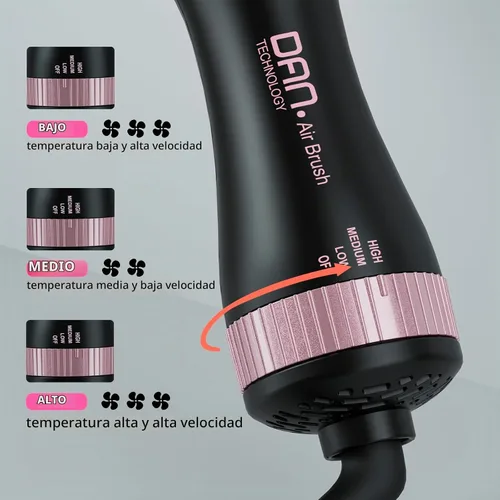 Vista 4 de Cepillo secador de pelo de viaje de doble voltaje DAN, voltaje dual automático 110V-240V Auto dual voltage *3-speed adjustment *360 Swivel Cord