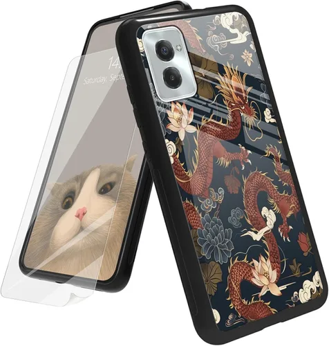 Vista 37 de Funda para Motorola Moto G Play 4G 2024 con protector de pantalla, parte trasera de vidrio templado + funda de silicona suave TPU absorción
