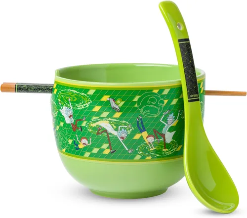 Vista 34 de Silver Buffalo Strawberry Shortcake - Tazón de cerámica vintage para ramen con palillos, apto para microondas, 20 onzas