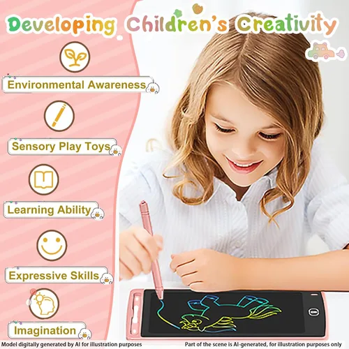 Vista 2 de Paquete de 2 tabletas de escritura LCD para niños de 8.5 pulgadas, colorido tablero de dibujo para niños, juegos de viaje, actividades