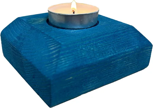 Vista 15 de Portavelas de madera para velas de té, 3.5 pulgadas, decoración del hogar de mesa (vela no incluida) (1, azul, barco)