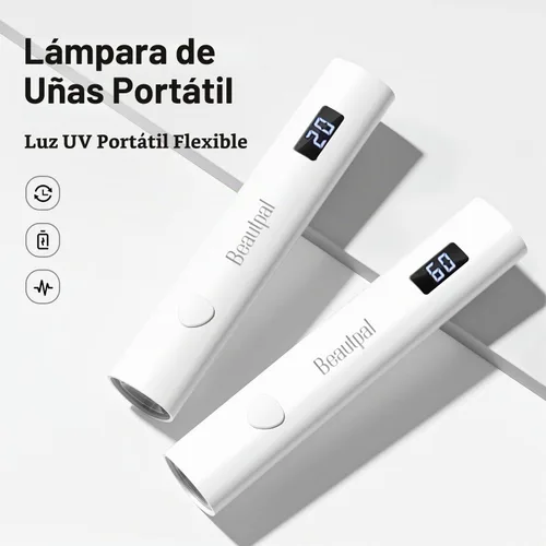 Vista 6 de BEAUTPAL - Luz UV de mano para uñas, mini secadora de uñas inalámbrica, cuello de cisne flexible, luz LED con pantalla LCD, lámpara de uñas de gel