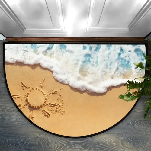 Vista 12 de Tapete semicircular con estampado de cactus tropical, antideslizante, absorbente, lavable, de bienvenida, para el hogar, interior, entrada, zonas