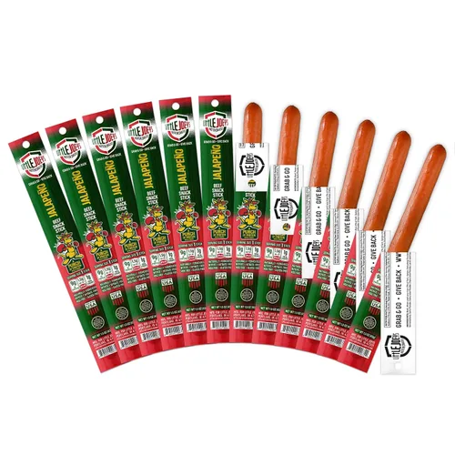 Vista 8 de Little Joeys Palitos de carne de jalapeño – Caja de 6 unidades – Bocadillos de carne altos en proteínas para adultos y niños – Apto para dieta