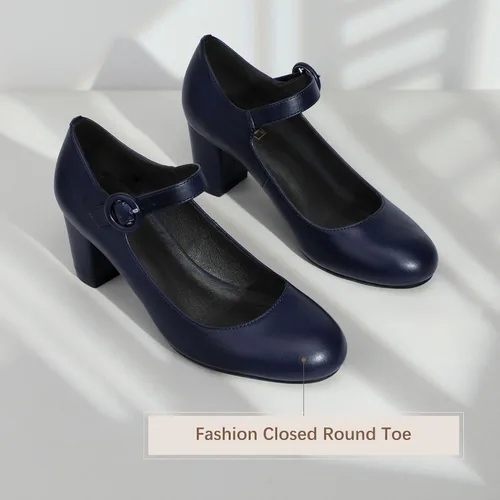 Vista 7 de IDIFU - Vestido de caramelo para mujer, zapatos Mary Jane, tacones de bloque bajo, punta redonda cerrada, oficina, trabajo, iglesia, boda, zapatos