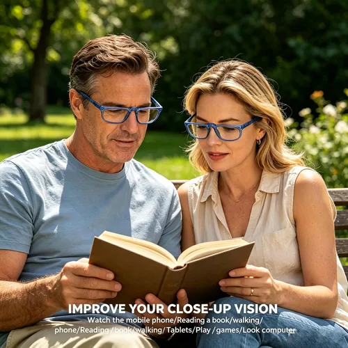 Vista 2 de AQWANO Half Frame Readers Computer Reading Glasses Blue Light Blocking Lightweight
