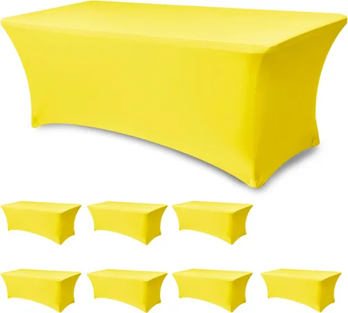 Vista 51 de Funda Elástica para Mesa para Mesas Rectangulares de 4 pies - Paquete de 8 Manteles de Spandex Azul Aguamarina con Elástico - Para Mesas Plegables