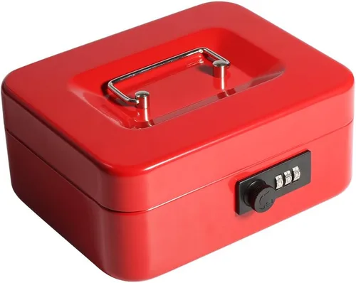 Vista 13 de Decaller Caja de dinero con cerradura de combinación, caja de seguridad de metal pequeña con bandeja de dinero, 7 4/5 x 6 4/5 x 3 3/5 pulgadas