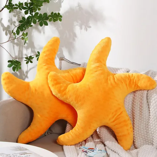 Vista 9 de Fumete Almohada de estrella de mar en forma de estrella de mar de playa de 20 pulgadas, lindo animal de peluche, decoración costera, almohada