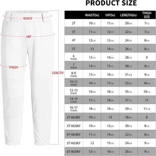 Vista 6 de QBK 2T3T4T5T Pantalones de béisbol para niños pequeños, pantalones de sóftbol para niños, pantalones de pelota para niño y niña