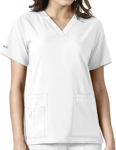 Vista 28 de Carhartt Scrubs C12110, camiseta de mujer Force® Cross-Flex de ajuste moderno con cuello en V Azul celeste