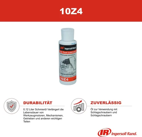 Vista 2 de Ingersoll Rand Aceite para herramientas neumáticas, botella de 4 onzas, grado SAE 10 W. El embalaje puede variar