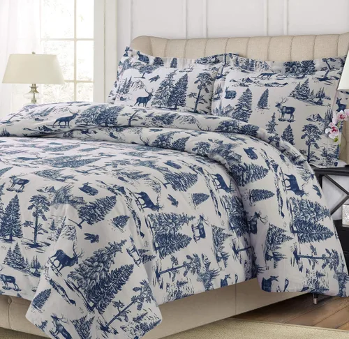 Vista 9 de Tribeca Living Juego de funda de edredón de 200-GSM con estampado floral, King, Multicolor (FL200DSKIDB)