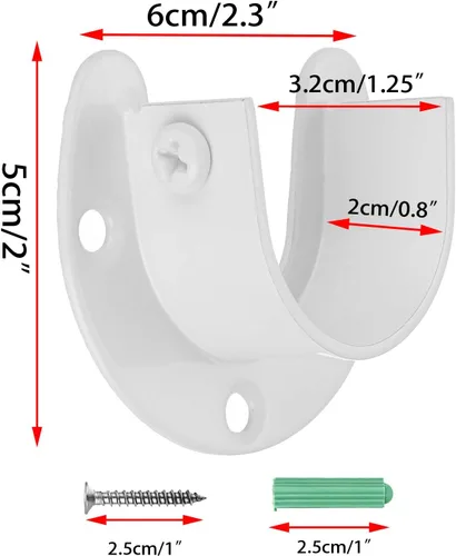 Vista 3 de OwnMy Paquete de 6 soportes para barra de armario, soporte de barra de cortina de 1-1/4 pulgadas, soporte de barra de barra de cortina de acero