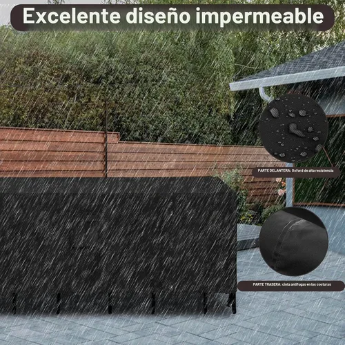 Vista 4 de PureFit Fundas para muebles de patio, funda impermeable para muebles de mesa de exterior rectangular, cubierta de sofá seccional de patio para Negro