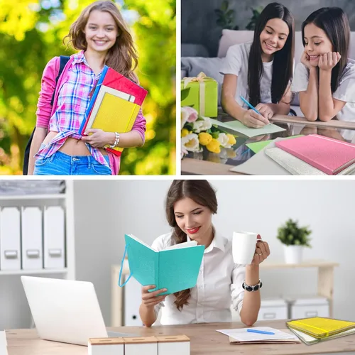 Vista 6 de Paquete de 4 cuadernos con purpurina, 8.3 x 5.7 pulgadas, 160 páginas rayadas con purpurina que nunca se despegan, diario brillante para niñas
