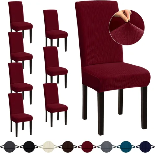Vista 62 de Sufdari Juego de 4 fundas para sillas de comedor, color beige, antideslizantes, de elastano, elásticas, para comedor, hotel (Grande)