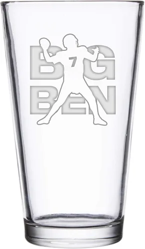 Vista 4 de Hat Shark Jugador atlético deportivo de fútbol – Vasos de pinta grabados con láser para cerveza, jarra de 16 onzas (Allen #17)