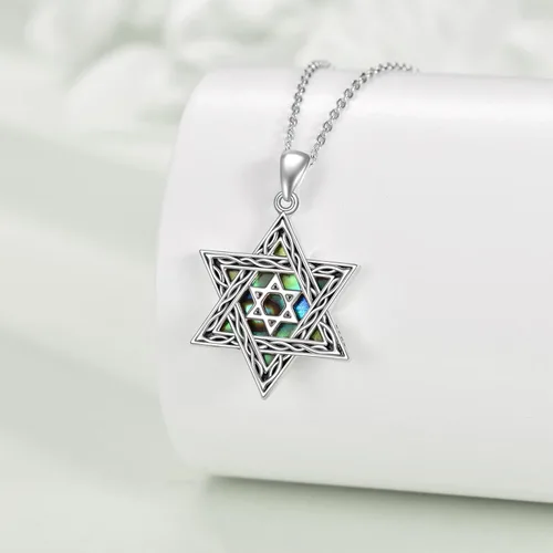 Vista 2 de AXELUNA - Collar de plata de ley con estrella judía de David para mujeres y hombres