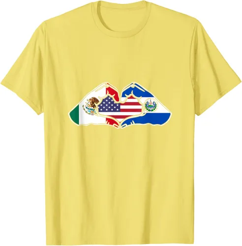 Vista 42 de Corazón manos México, El Salvador y Estados Unidos. Camiseta, Negro
