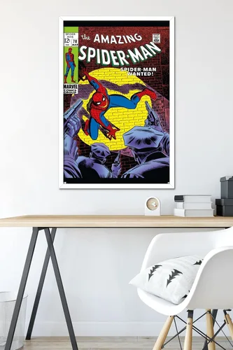 Vista 38 de Marvel Comics Amazing Spider-Man #70 - Póster de pared, 22.4 pulgadas de largo x 14.7 pulgadas de ancho, versión enmarcada de madera de granero