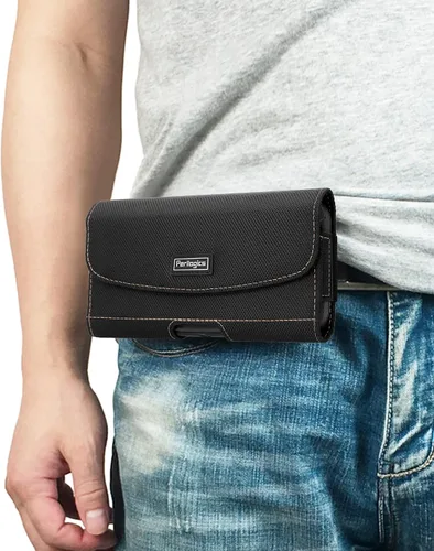 Vista 9 de Perilogics Funda magnética de nailon para teléfono con clip para cinturón Negro