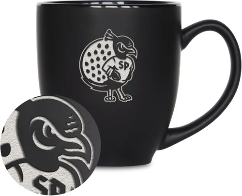 Vista 256 de Rico Industries - Taza de cerámica mate negra con grabado láser estándar de 15oz para NCAA (escuelas T & U) - Para bebidas calientes o frías
