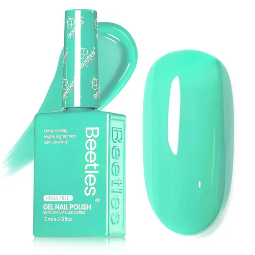 Vista 38 de Beetles - Esmalte de gel blanco, 0.5 onzas líquidas, tamaño completo, sin A - Creme White Hema Free white Rhythm
