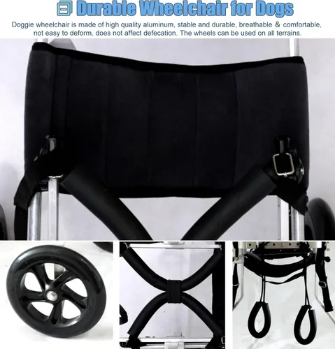 Vista 5 de Silla de ruedas ajustable para patas traseras, grande, pastor alemán labrador, ayuda para caminar, carritos para perros con 2 ruedas, soportes