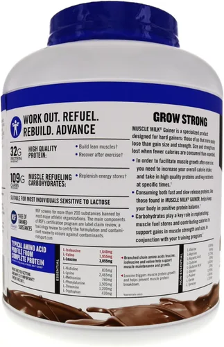Vista 6 de Muscle Milk Gainer Proteína en Polvo, Chocolate, 32g Proteína, 5 Libras