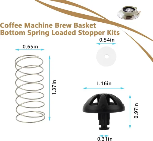 Vista 2 de Paquete de 2 tapones de repuesto para cesta de café con resorte, se adapta a Mr. Coffee, Black And Decker, piezas de cafetera Hamilton, sustituye a