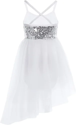 Vista 2 de CHICTRY Vestido de leotardo de baile con falda de ballet brillante para niñas y niños