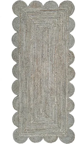Vista 21 de Alfombra de Área de Yute Festoneada Alfombra de Yute Boho Alfombra Costera Festoneada, Gris Pardo Oscuro 2'x3' Gris topo oscuro