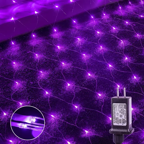 Vista 10 de Woohaha - Luces de red de Navidad para exteriores, 9.8 x 6.6 pies, 192 luces LED de hadas con 8 modos de iluminación, luz conectable para arbustos
