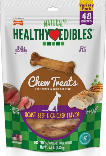 Vista 16 de Nylabone Healthy Edibles Masticables Naturales para Perros de Larga Duración con Sabor a Tocino para Perros, X-Pequeño/Muy Pequeño (2 Unidades)
