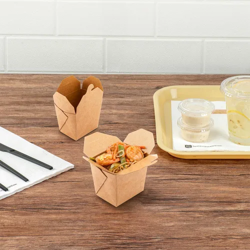 Vista 4 de Restaurantware Cajas chinas para llevar, paquete de 25 unidades, 8 onzas, resistentes a la grasa, recipientes de comida para llevar, desechables