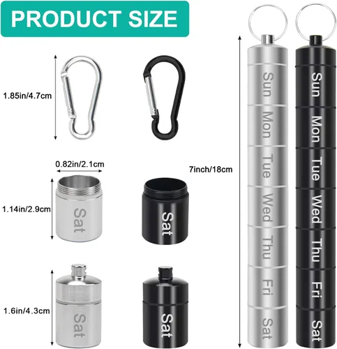 Vista 2 de Pastillero portátil pequeño para viajes, paquete de 2 cajas organizadoras de píldoras, contenedor impermeable para tabletas, organizador semanal