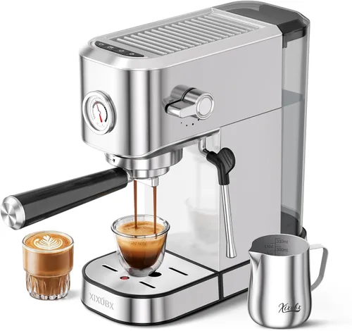 Vista 8 de XIXUBX Máquina de café expreso con espumador de leche para capuchino y café