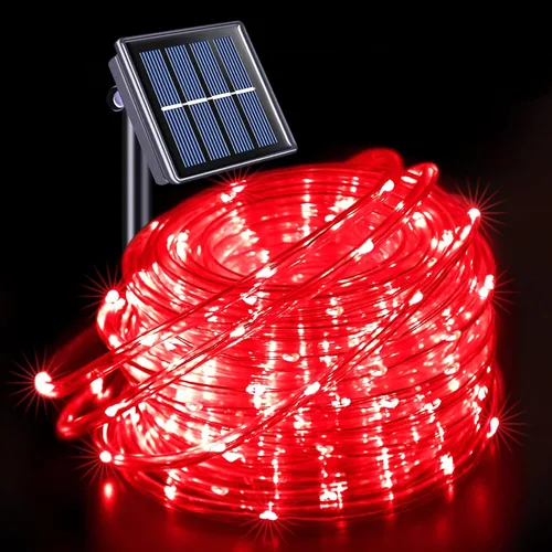 Vista 22 de JMEXSUSS 2 * 200 luces LED rosas solares tipo cuerda, 66 pies IP65 impermeables, luces solares de cadena para exteriores, 8 modos de luces navideñas