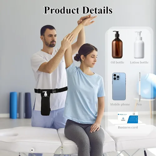 Vista 7 de Funda de aceite de masaje, cinturón de cintura, soporte ajustable para botellas para terapeutas de masaje, práctica bolsa de almacenamiento