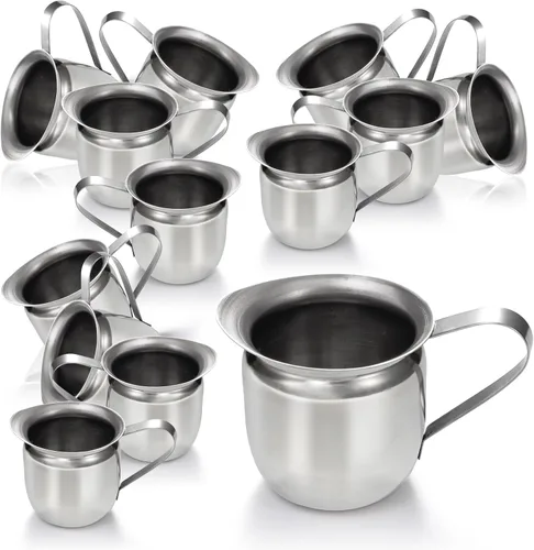 Vista 11 de Fit Meal Prep [Paquete de 6] Jarra de crema de 3 onzas, cremas de campana de acero inoxidable, mini recipiente para servir leche, crema de café