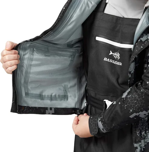 Vista 36 de BASSDASH Walker - Chaquetas transpirables e impermeables para pesca y caza con tela exterior silenciosa para hombres y mujeres en 7 tamaños