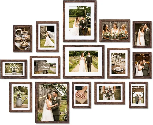 Vista 12 de Fixwal Juego de marcos de fotos, paquete de 15 marcos de fotos negros collage decoración de pared para fotos variadas, tres de 8x10, seis de 5x7