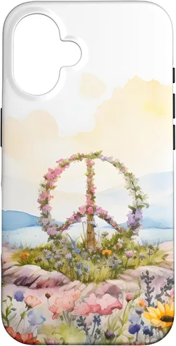 Vista 32 de Floral Peace Sign Watercolor Case for iPhone 17